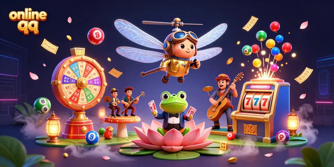 Engage with online qq as cards are dealt in this vibrant casino scene featuring a whimsical dragonfly pilot.