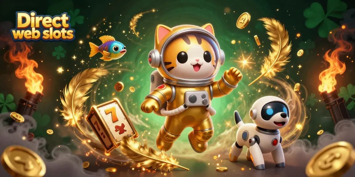 Experience thrilling gameplay with Direct web slots, featuring vibrant slot reels and golden coins.