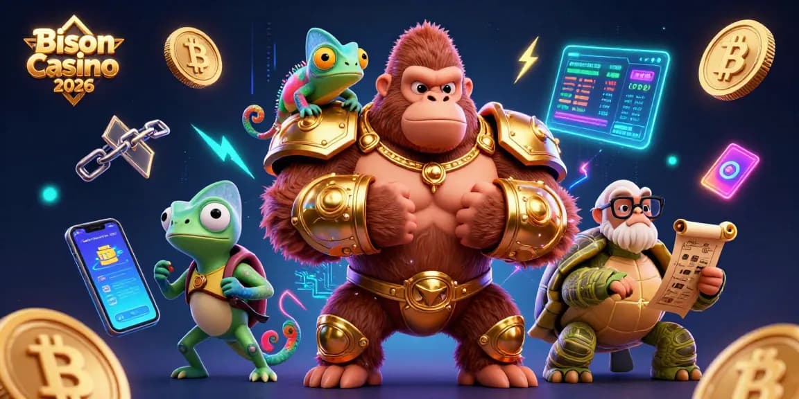 Bison Casino 2026 kalandot kínál, ahol a gorilla király, chameleon kém és bölcs teknős várják a nyereményekre éhes játékosokat.
