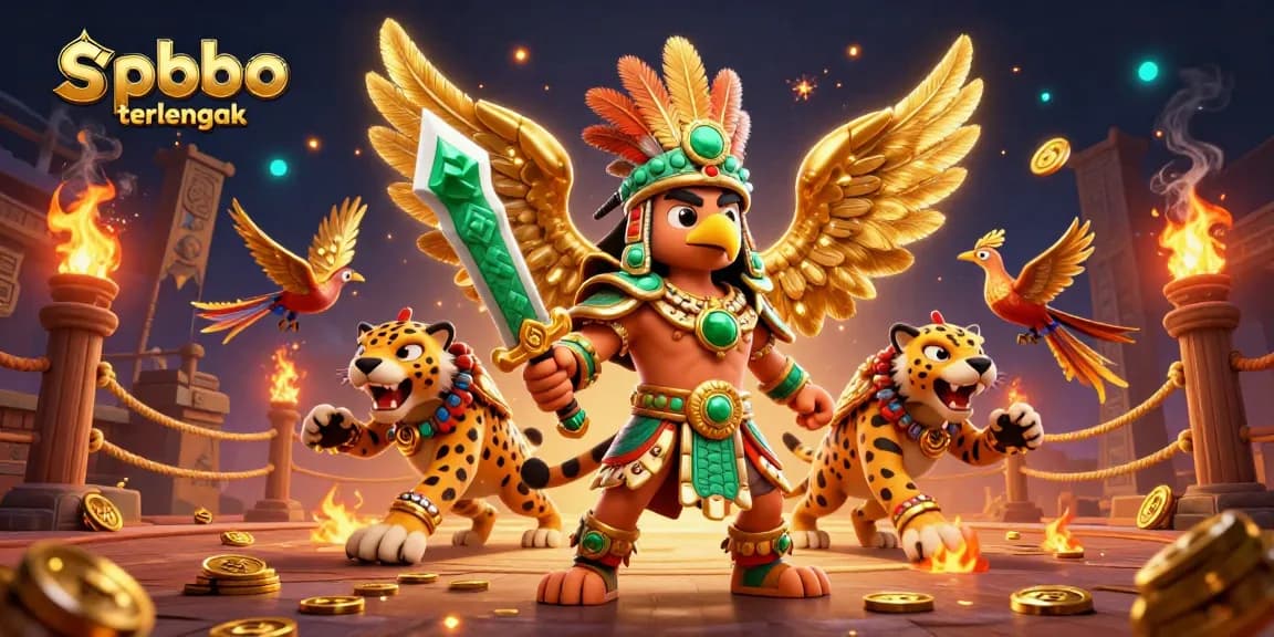 Engage with spbo terlengkap in this illustrated casino scene featuring Aztec warriors.