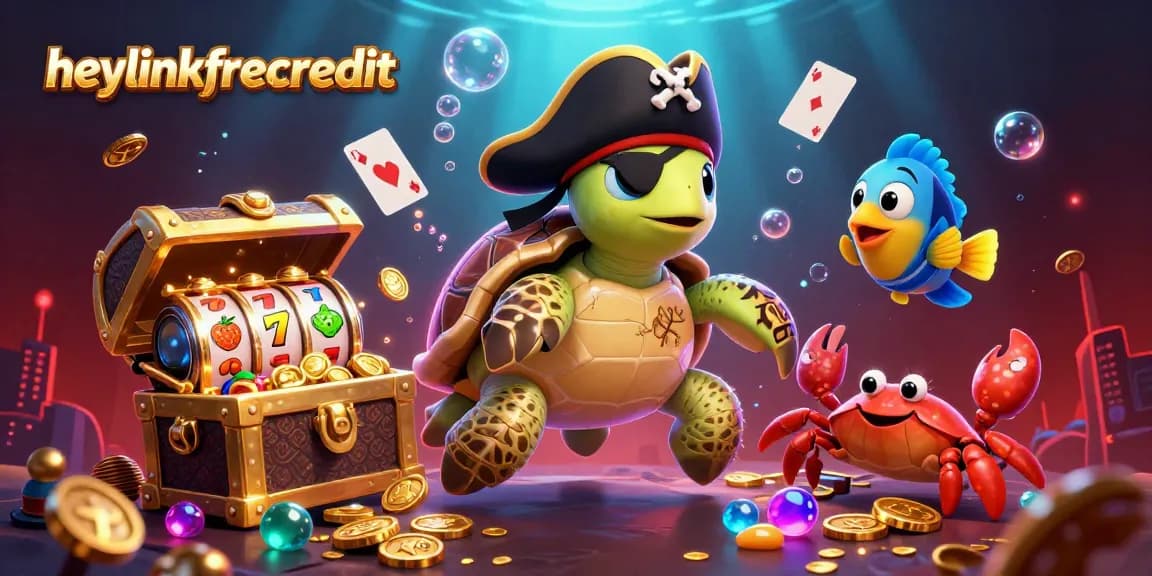 Engage with heylinkfreecredit's thrilling treasures, featuring vibrant underwater casino characters and rich elements.