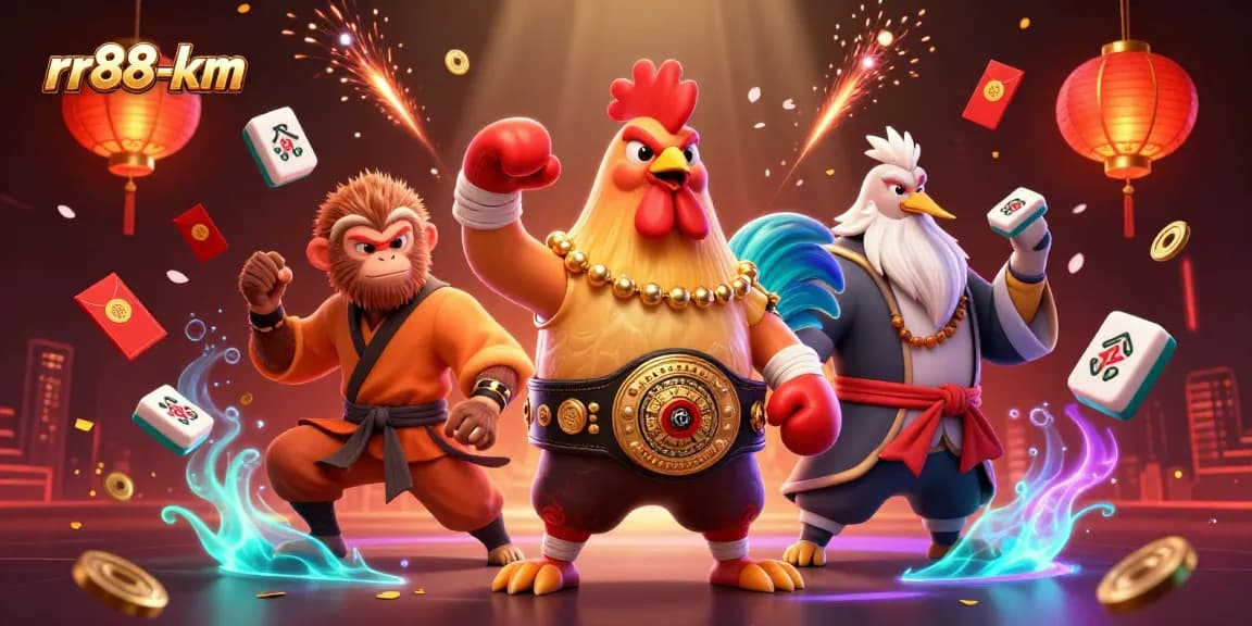 Experience excitement with rr88-km in a vibrant 3D casino scene featuring unique characters.