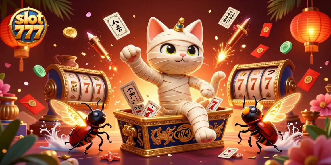 Engage in exciting gameplay with the colorful slot 777 themed casino scene filled with vibrant characters and elements.