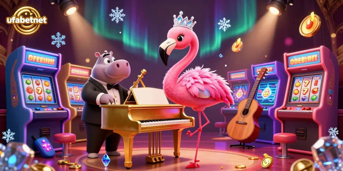 Experience the thrill of ufabetnet with vibrant casino elements in an engaging, colorful scene.