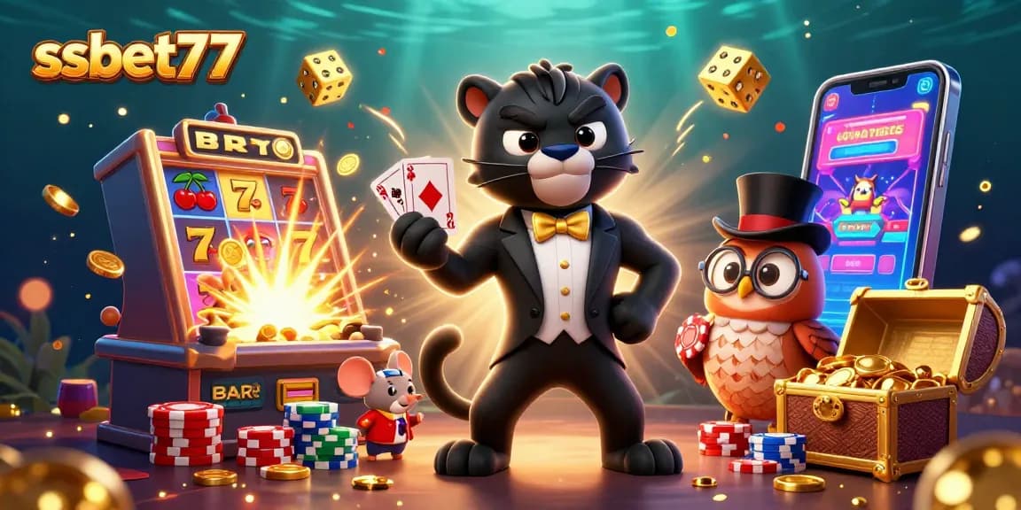 Experience exhilarating gaming action at ssbet77 with a lively casino scene featuring vibrant characters and elements.