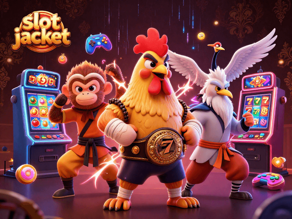Experience the excitement of slot jackpot with captivating characters in a vibrant 3D casino scene.