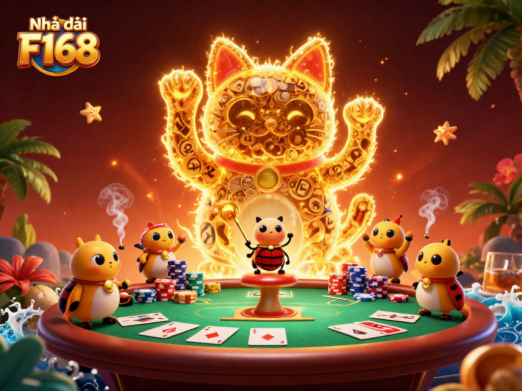 Engage with Nhà cái F168's vibrant casino experience featuring dynamic gaming action and captivating illustrations.