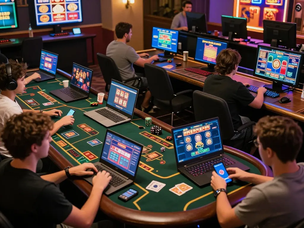 Players enjoy thrilling games at okwin's online casino platform, showcasing dynamic gameplay and vibrant interactions.