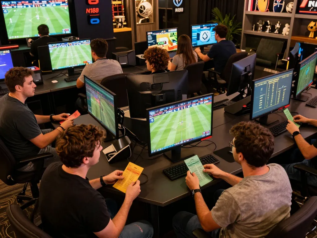 N188 players engaged in live sports betting, showcasing excitement and competition.