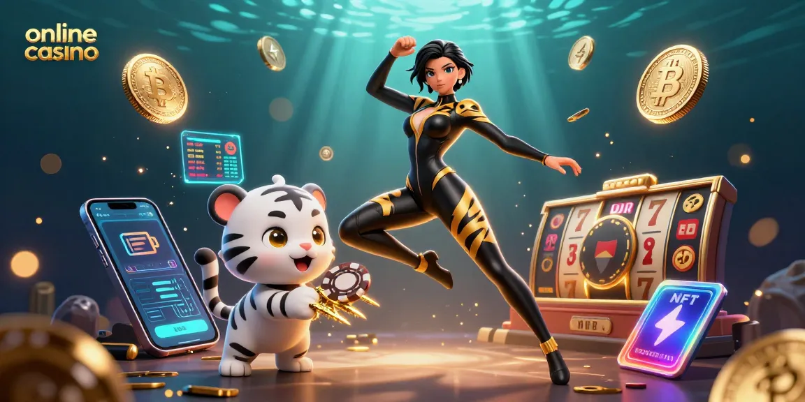 Experience thrilling action at the online casino with vibrant games and iconic symbols, highlighted by stunning art.