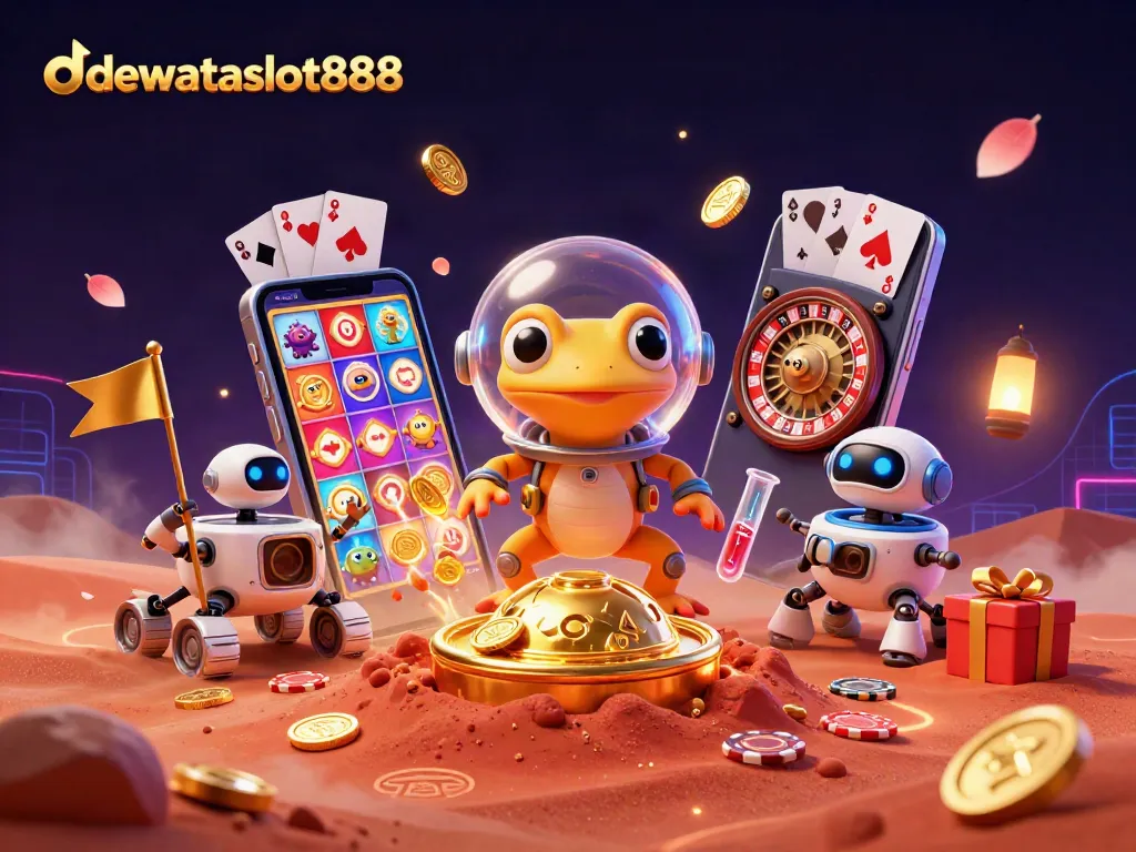 Permainan slot bergengsi di dewataslot888 dengan grafik 3D menarik dan simbol keberuntungan.