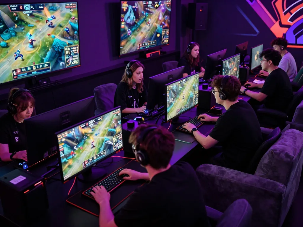 Experience high-energy esports betting interaction at bk8 with excited players strategizing for wins