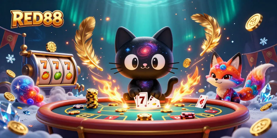 Experience exciting gameplay with RED88's cosmic casino featuring vibrant elements and dynamic characters.