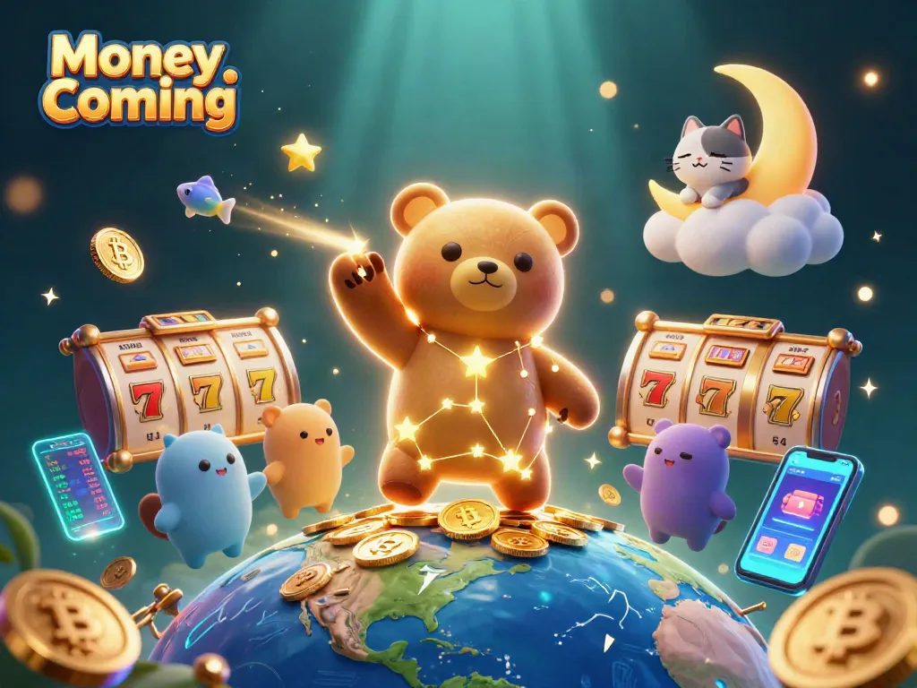 เกม Money Coming ที่มีหมีดาวและสัญลักษณ์สล็อตน่าสนใจ