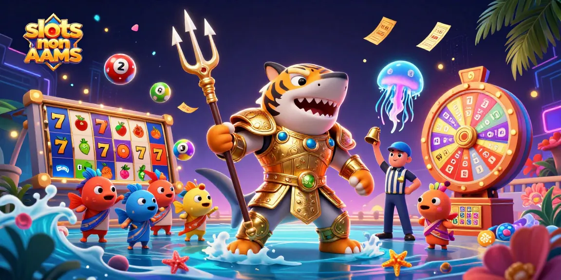 Gira le slot non AAMS con una scena sottomarina affascinante che presenta uno squalo tigre e elementi di gioco colorati.