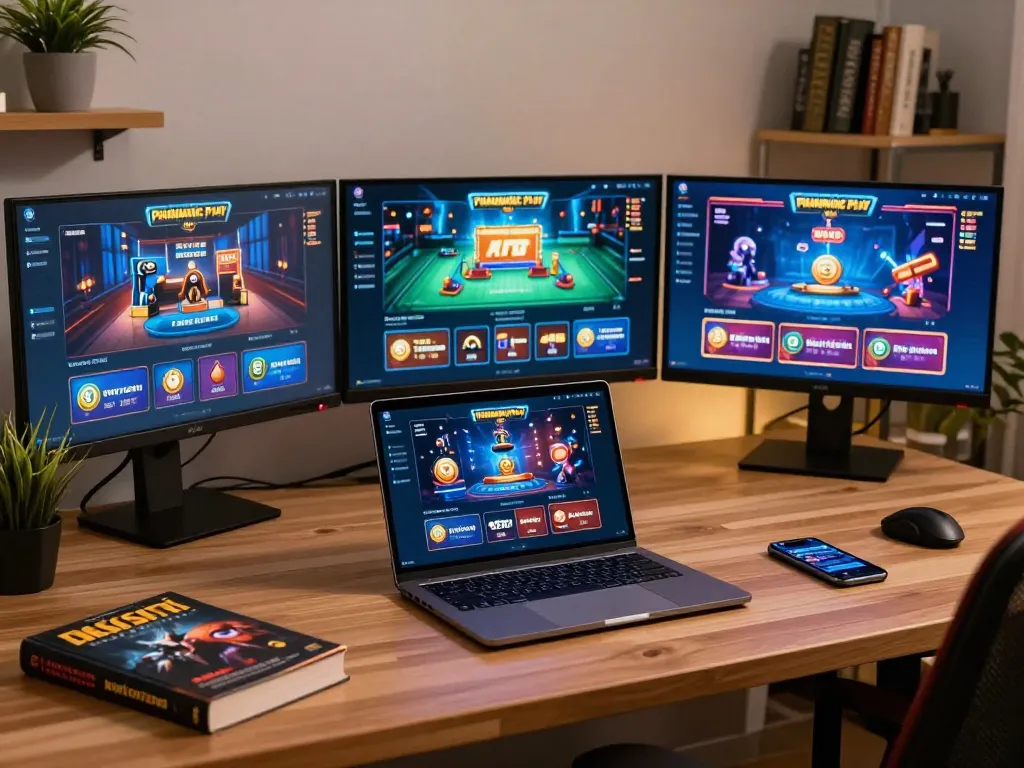 Engaging online gaming setup with Pragmatic Play Login on screen, showcasing a professional gambling atmosphere.