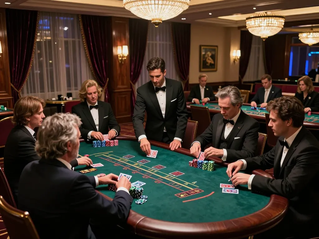 Players enjoying blackjack at sc88, dynamic casino scene with professional dealers and luxurious decor.