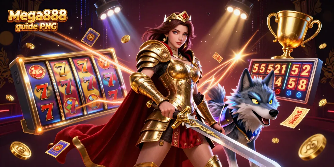 Play mega888 guide PNG with immersive visuals including slots, jackpots, and dynamic elements.