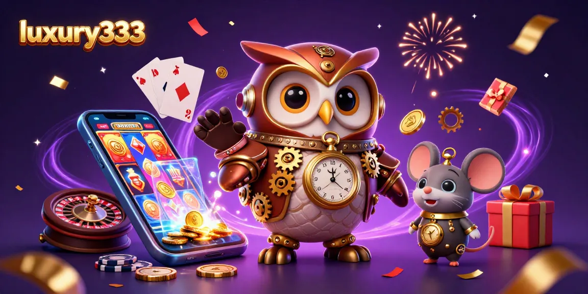 luxury333 menggabungkan elemen kasino futuristik dengan karakter burung hantu dan tikus