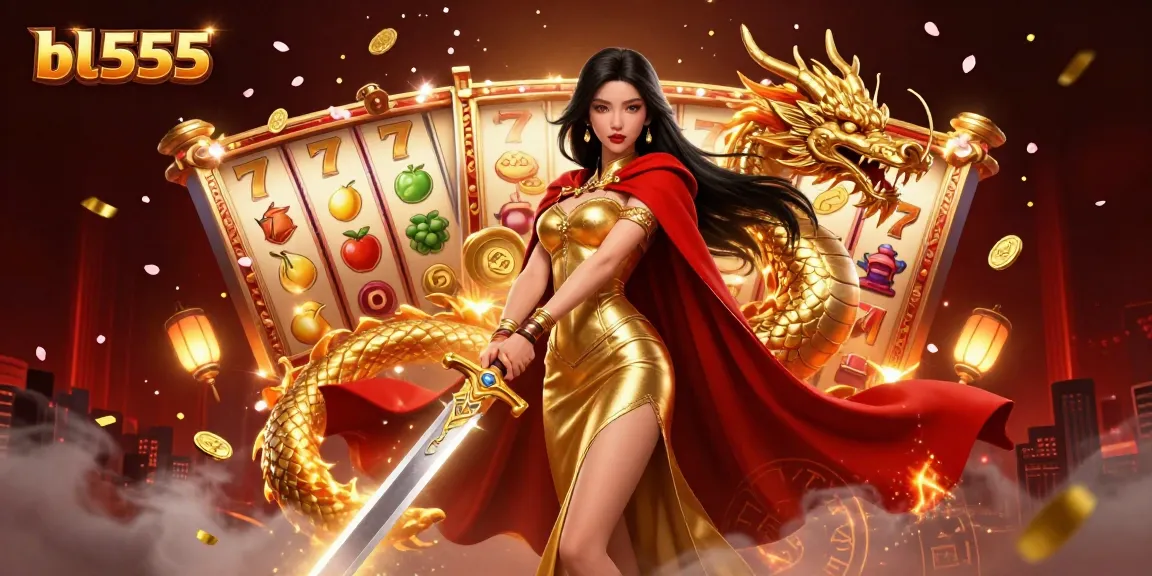 Spin and win big at bl555 with vibrant slot reels and an enchanting warrior queen!