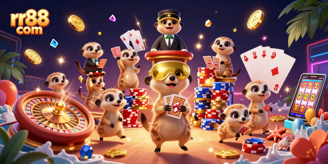 Experience winning moments at rr88 com with lively meerkats managing a dynamic casino scene.