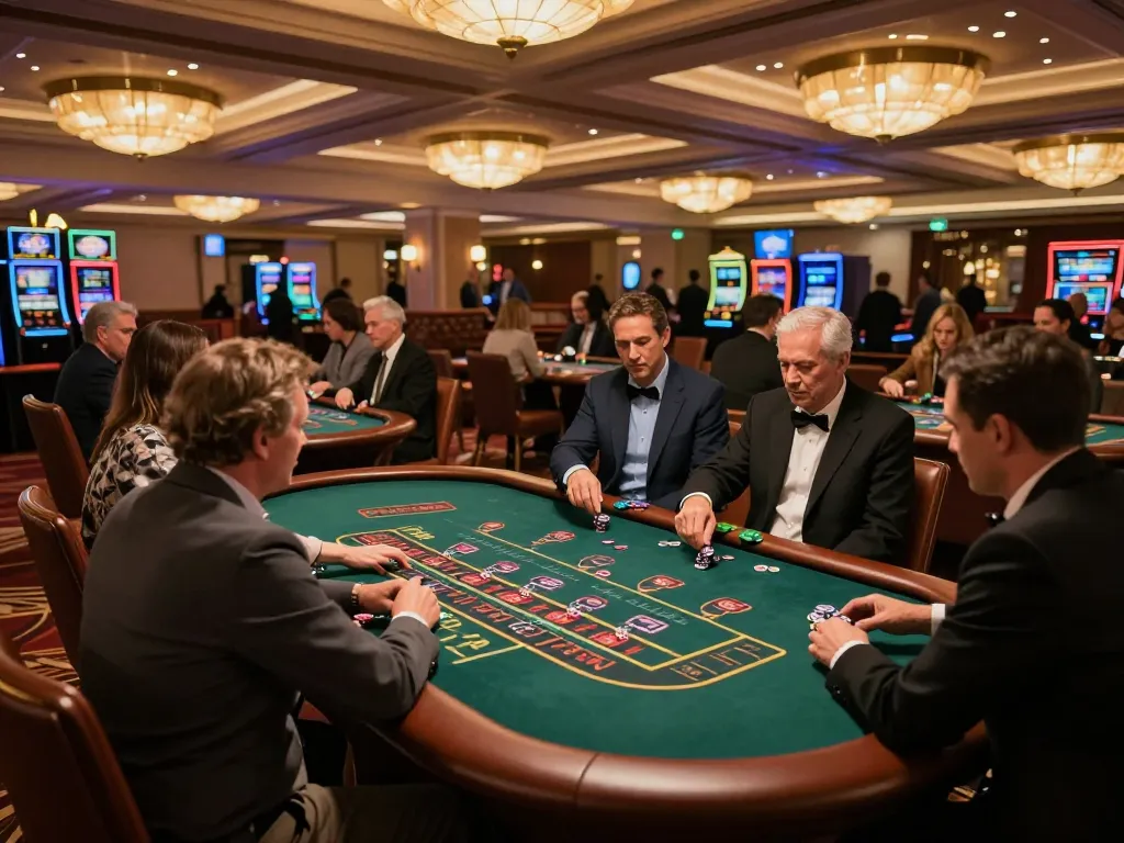Players engaged in thrilling games at SC88 day casino floor filled with roulette and blackjack tables