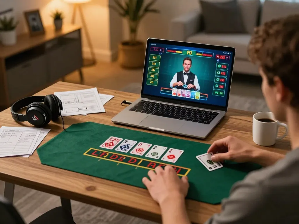 Pragmatic Play Login screen displayed during an online blackjack session, showcasing strategic gameplay.