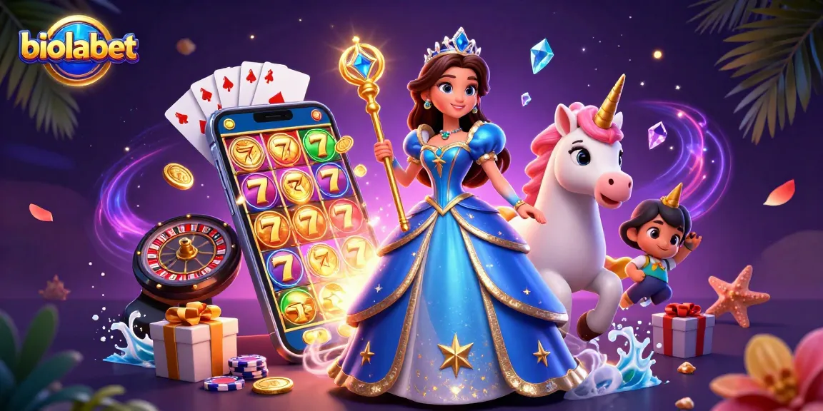Main slot di biolabet dengan adegan fantasi 3D yang ajaib menampilkan elemen dan karakter permainan.