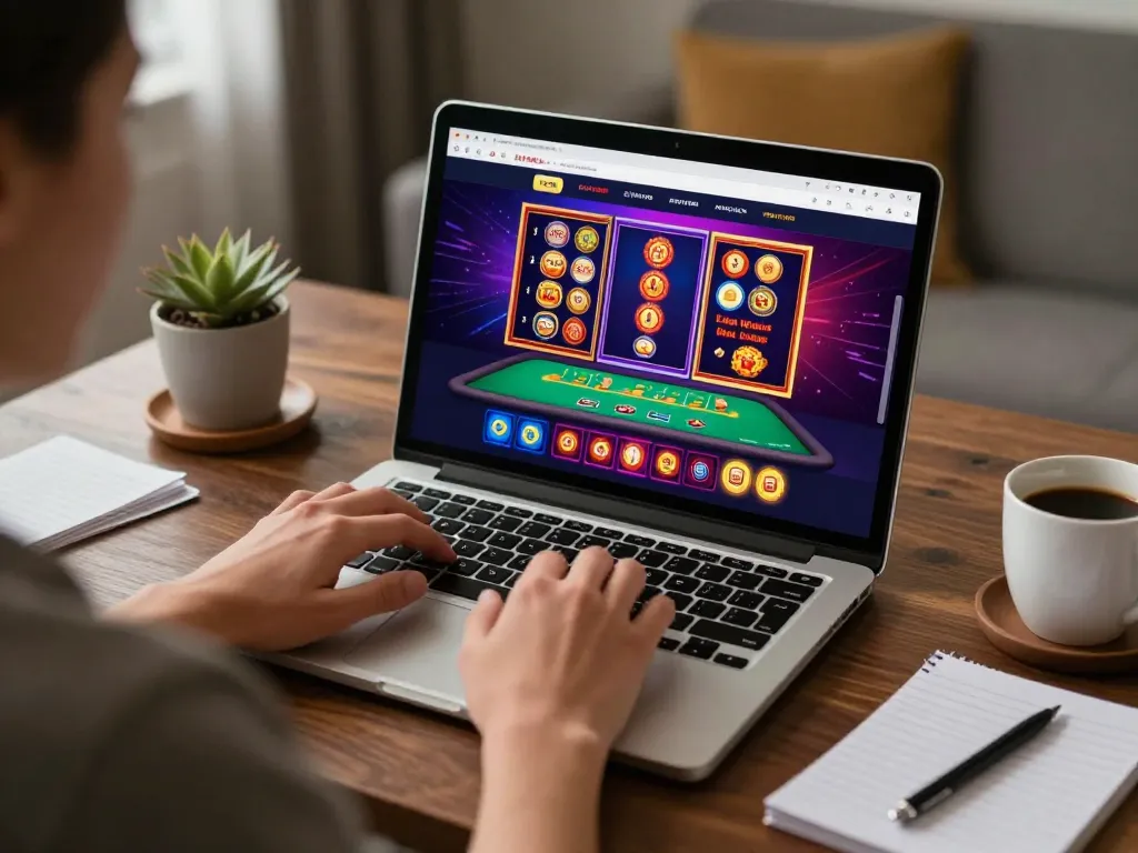 Experience thrilling online gameplay at 68win with a vibrant casino interface and cozy home setting.
