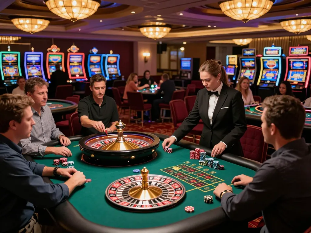 Hello88 players engaging in roulette, capturing the thrill of casino gameplay in vibrant lighting.