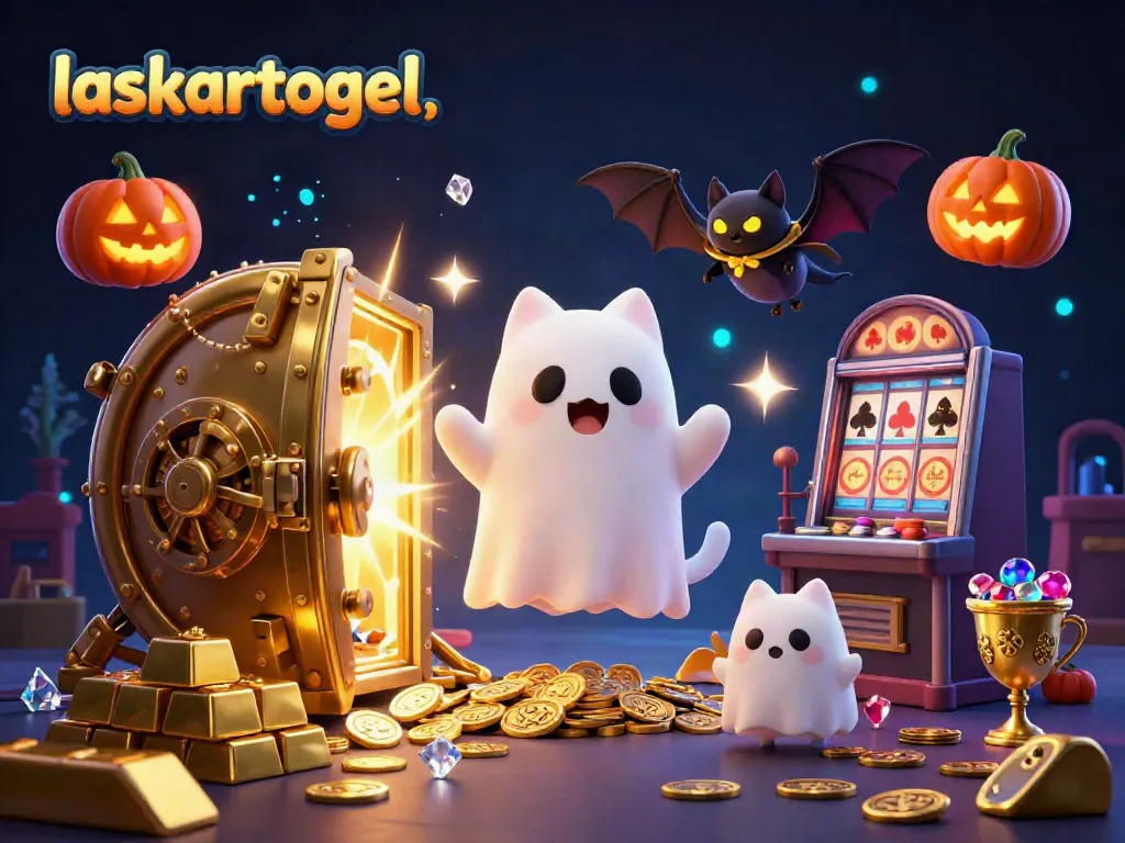 Engage in the thrilling world of laskartogel through a vibrant casino illustration featuring unique characters and treasures.