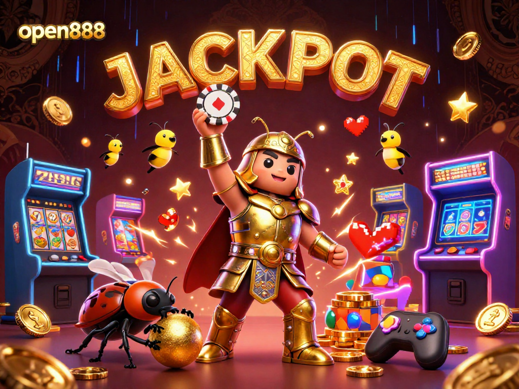 Engage in the excitement of open888 with heroic beetles celebrating a big jackpot win!