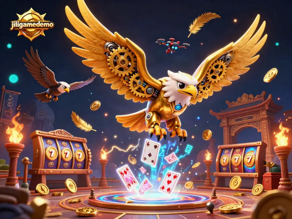 Experience thrilling jiligamedemo action with vibrant casino elements in a dynamic 3D illustration.
