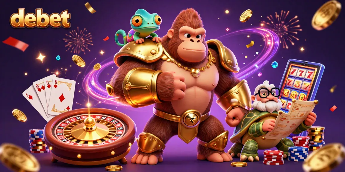 Experience thrilling gaming action with debet, featuring charismatic characters and vibrant casino elements.