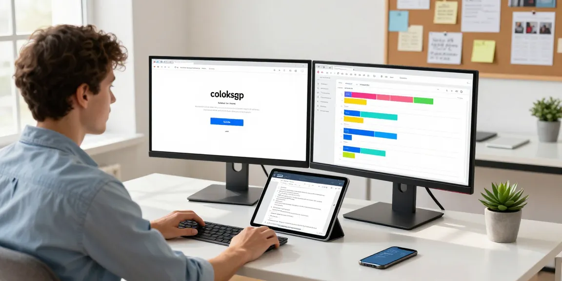 Professional workspace showcasing coloksgp login screen with productivity tools, modern desk, and inviting atmosphere.