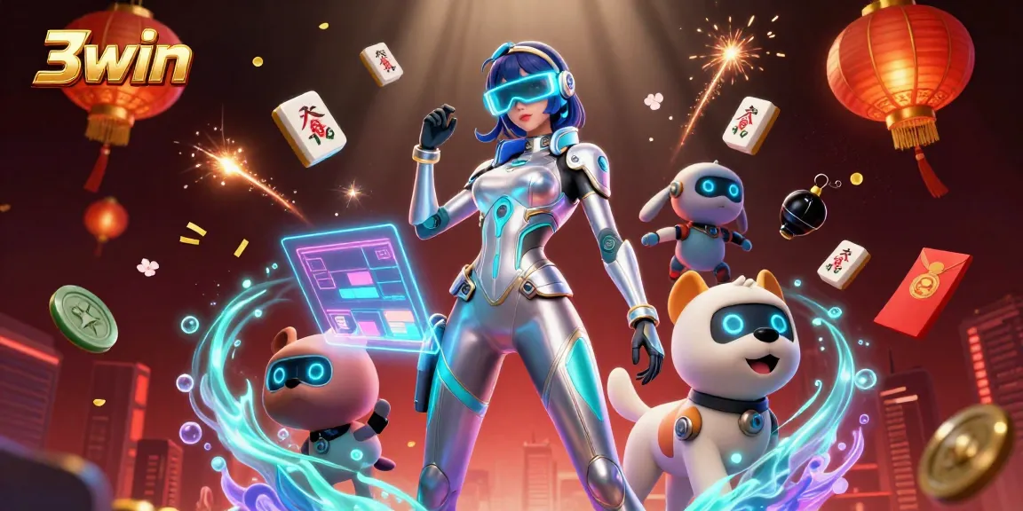 Spin to win with 3win in a vibrant, dynamic casino scene featuring captivating characters and game elements.