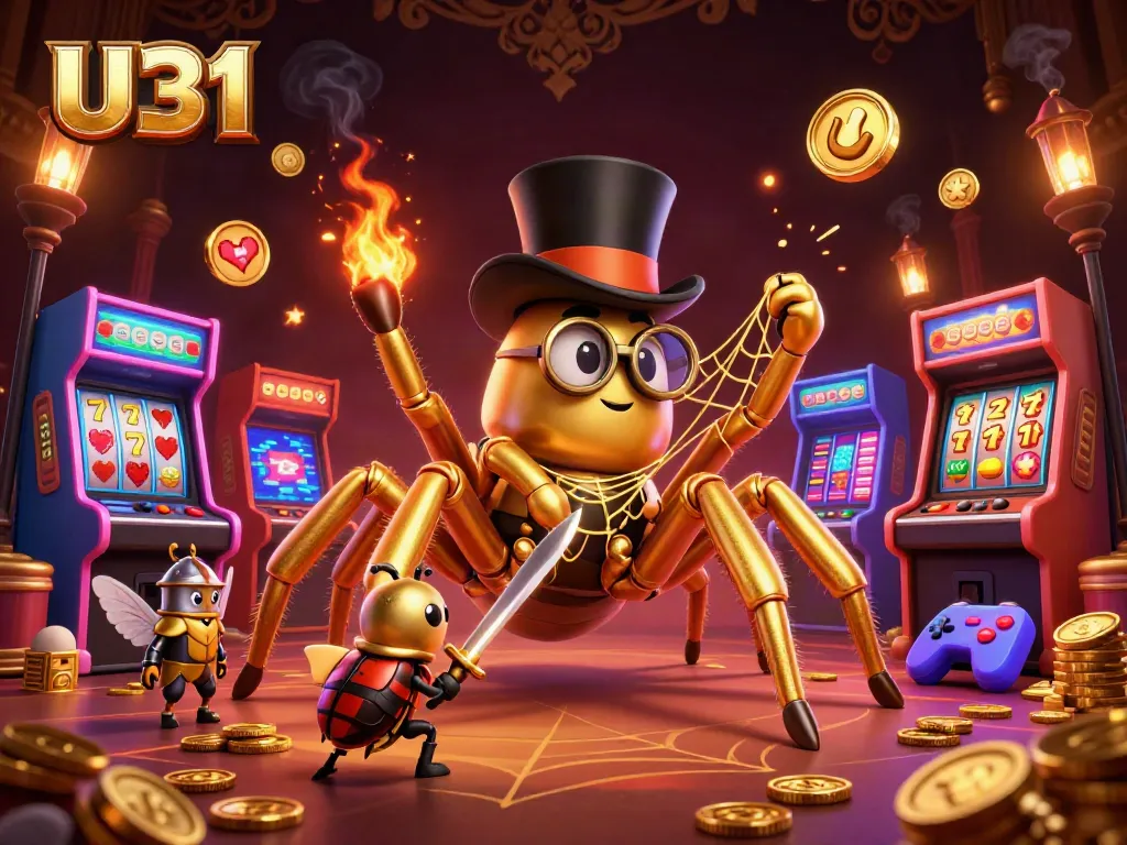 Experience the vibrant excitement of U31 as golden elements and characters unite in this dynamic casino scene.
