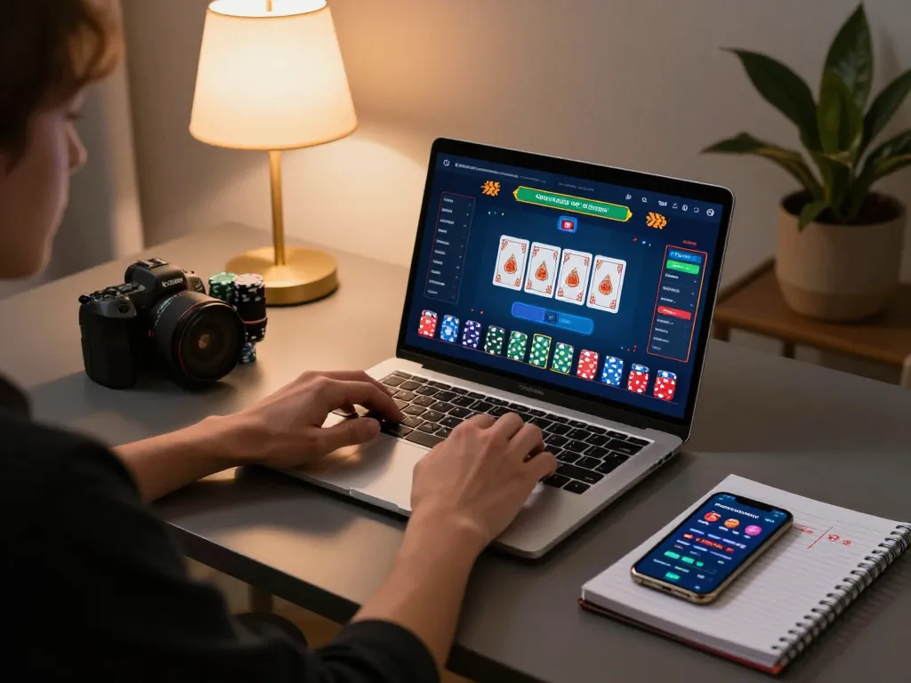 Person enjoying online casinos that accept credit cards while engaging in live dealer game on laptop