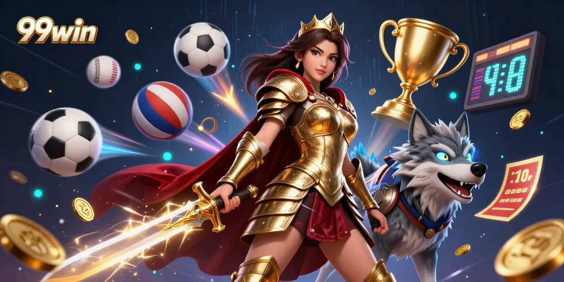 Engage in thrilling action with 99win's immersive gaming scene featuring dynamic sports elements.