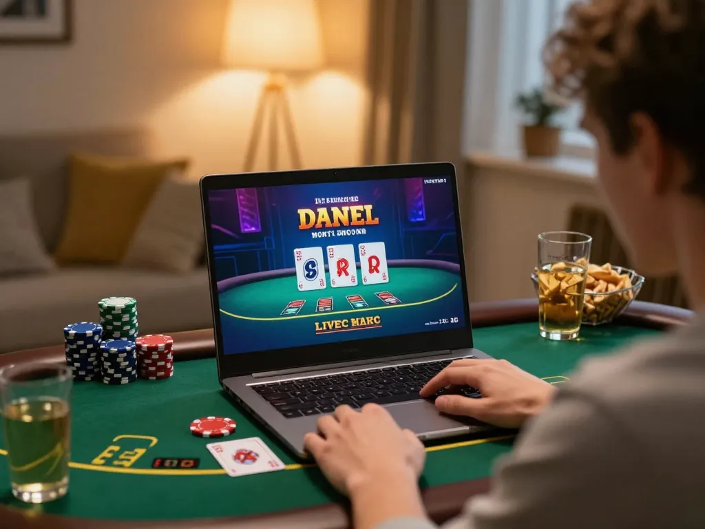 Engaged player enjoying live dealer blackjack online at 388bet, showcasing a winning moment