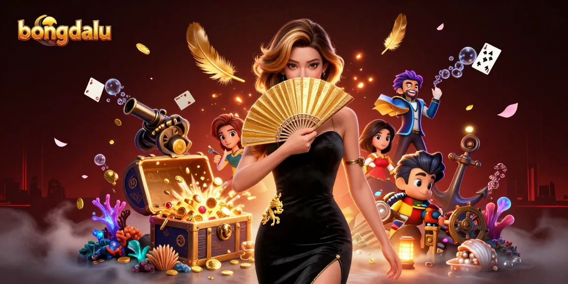 Bongdalu showcases vibrant online casino action with a stunning Asian woman and dynamic gaming elements.
