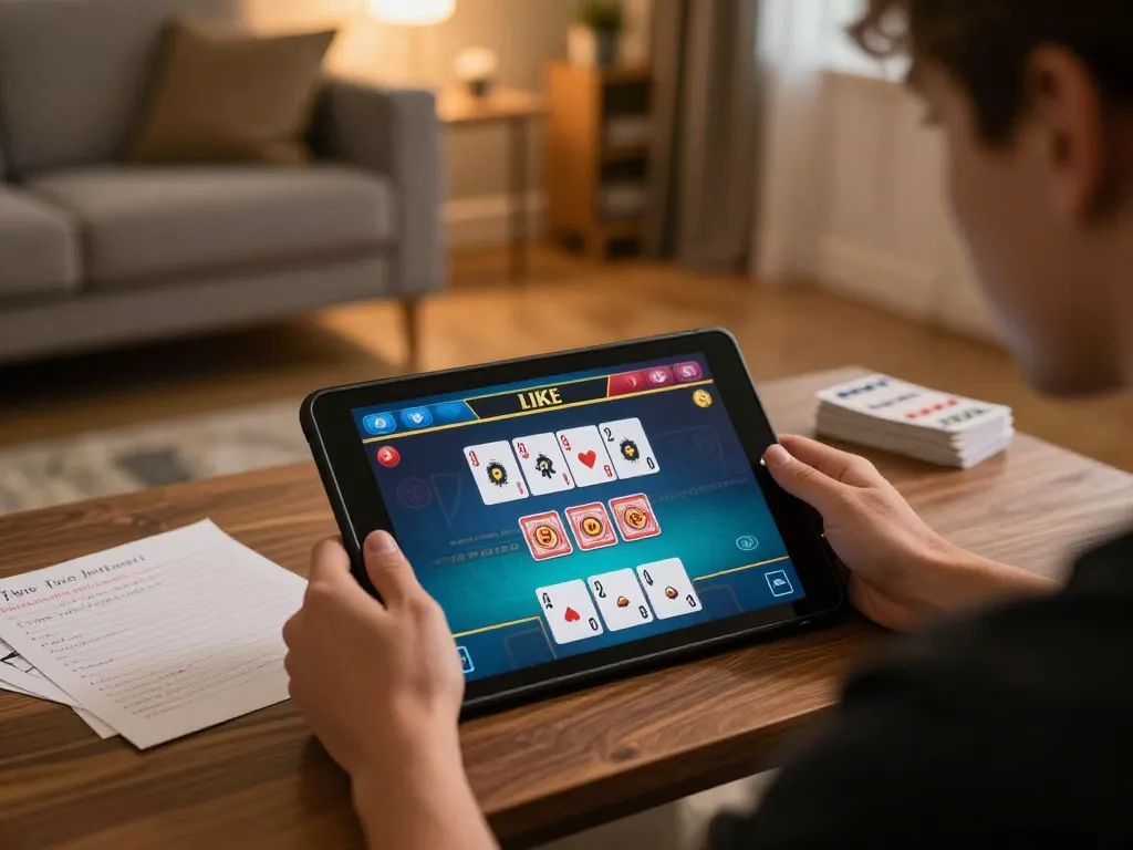 Experience thrilling blackjack action with Bl555 in a cozy home setting, featuring a live dealer on screen