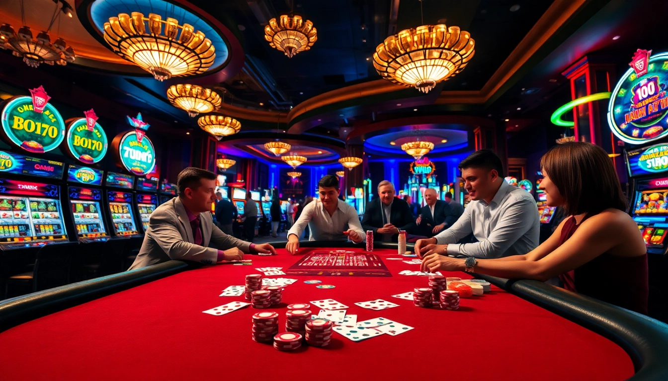 Main casino table at landaktoto with players enjoying a vibrant game night.