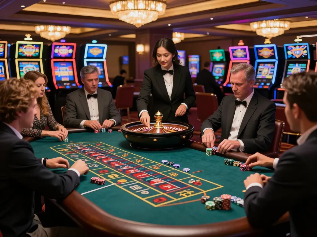 LGOLUX roulette table with players placing bets, capturing the excitement of a premium casino experience.