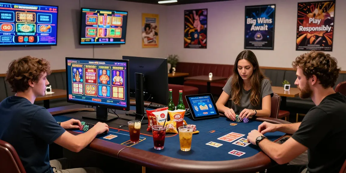 Exciting atmosphere at a credit card casino gaming scene showcasing players engaging at various gaming options at https://dea.org.uk, capturing the thrill of online gambling.