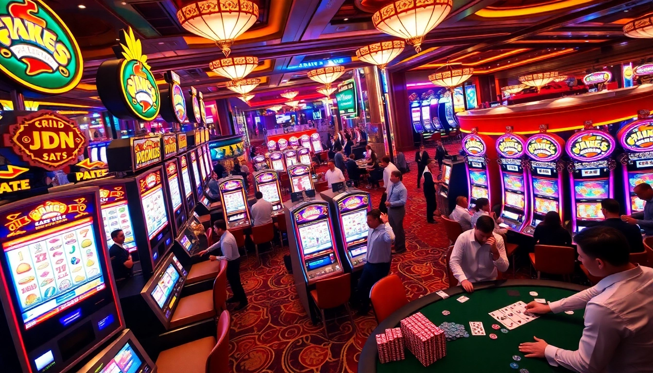 Experience the thrill of idn slot games with vibrant machines and bustling casino excitement.