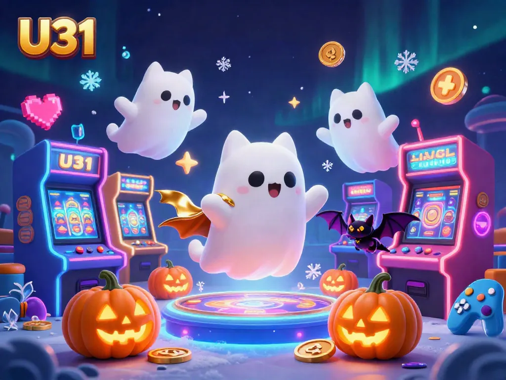 Engage with U31's vibrant casino experience featuring glowing characters and game elements.
