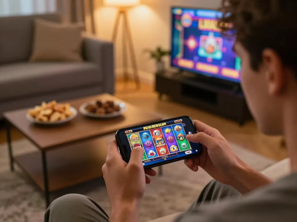 Rasakan demo PG Soft Lengkap dengan slot online yang cerah dari pengaturan ruang tamu yang nyaman, menampilkan gameplay interaktif.