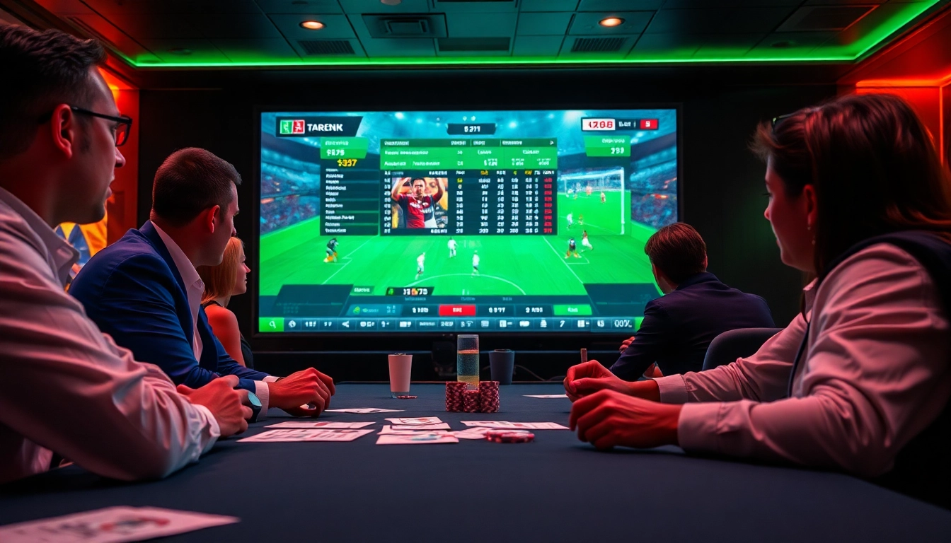 Strategically engage in แทงบอลยังไง with focused bettors and live football matches in a luxurious betting environment.