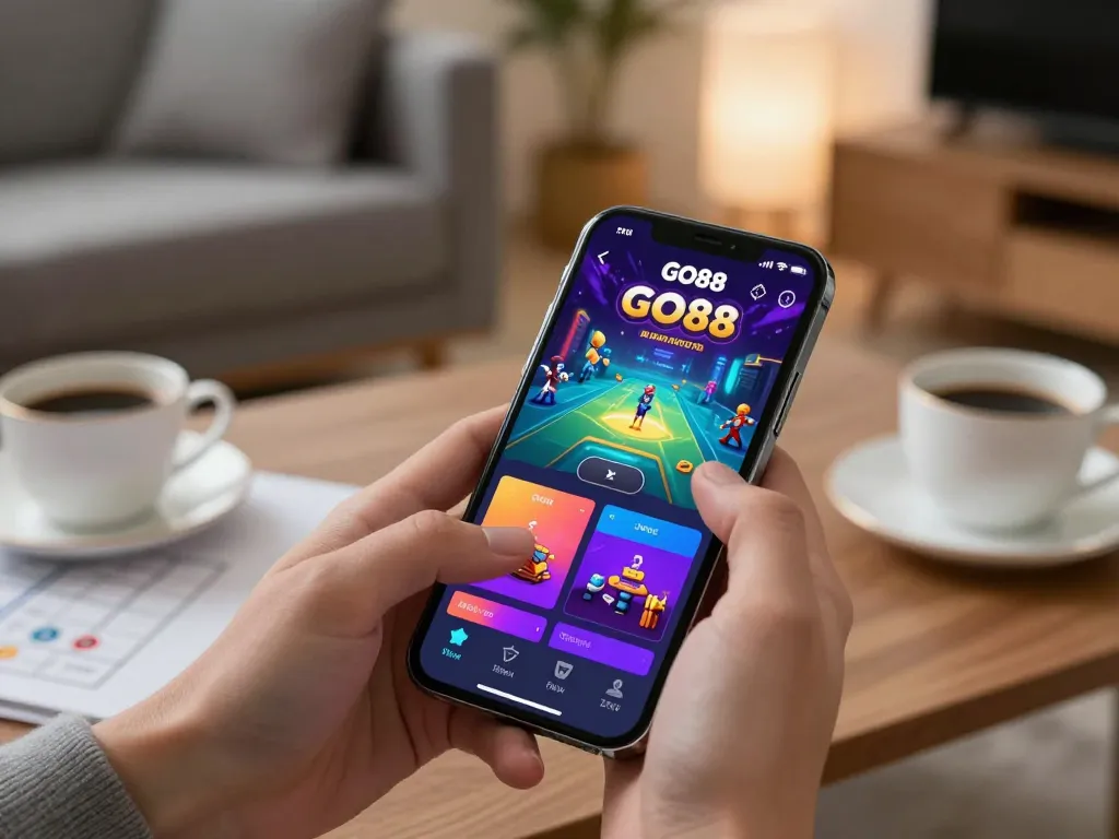 Engaging GO88 mobile gaming session with vibrant graphics and cozy ambiance